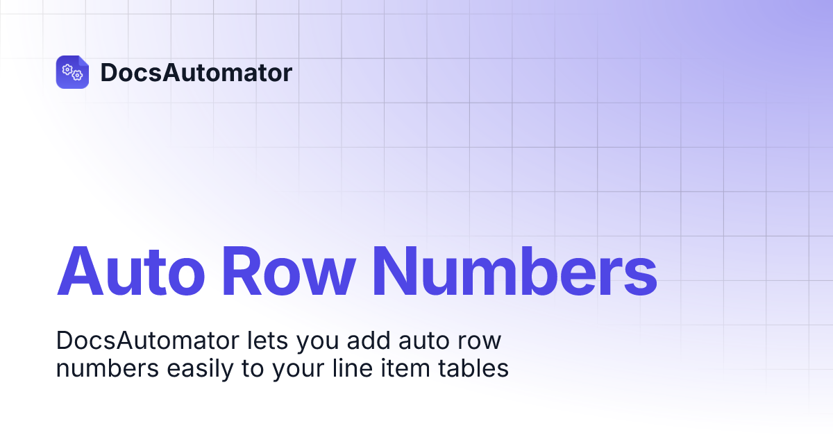 Auto row numbers docsautomator